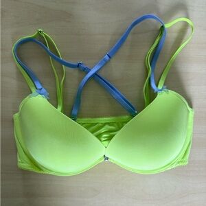 Victoria's Secret Neon Yellow and Blue Bra